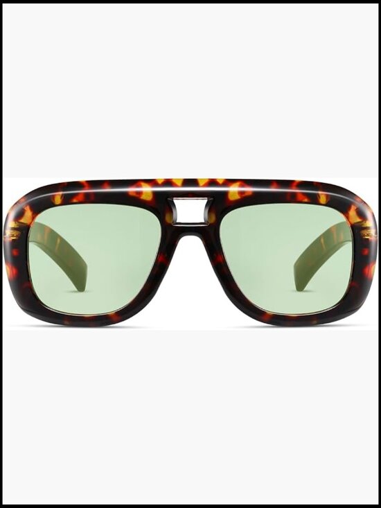 Oversized Aviator Sunglasses with Thick Square Frame UV400 Protection main image 6